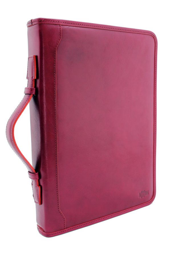 Red leather ring binder